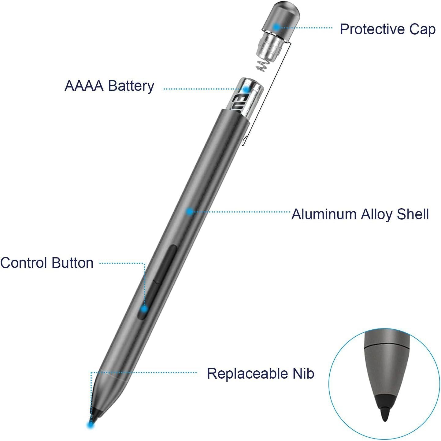 Digital Stylus Pen For HP Envy X360 Spectre X360 Pavilion X360 2-in-1 Laptops, Support Microsoft Pen Protocol MPP 1.51 With Palm Rejection, Dark Grey,