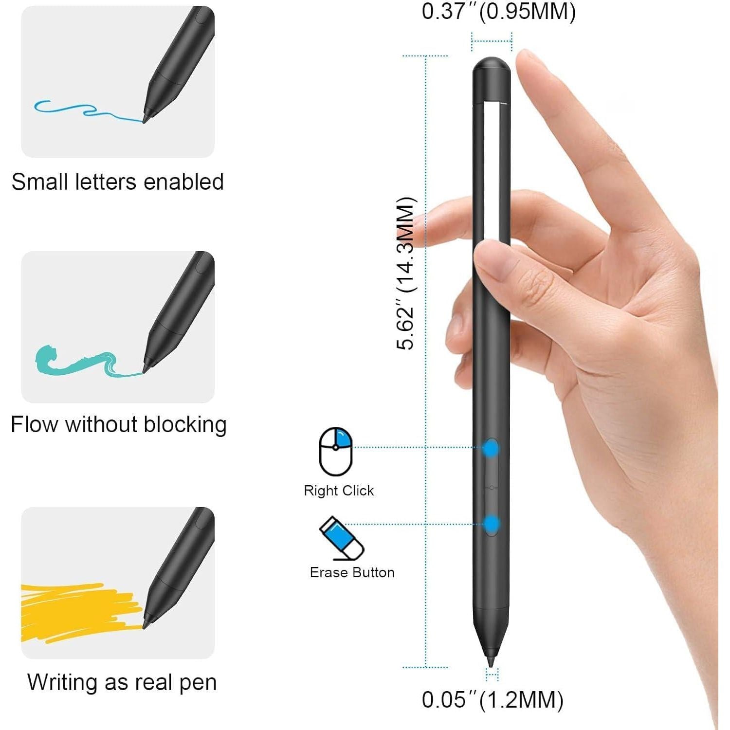 Digital Stylus Pen For HP Envy X360 Spectre X360 Pavilion X360 2-in-1 Laptops, Support Microsoft Pen Protocol MPP 1.51 With Palm Rejection, Black,