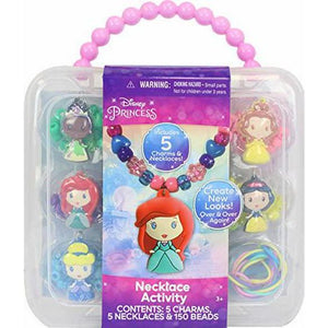 Disney Princess Necklace Kit Jewelry Making Set with Beads Charms Strings Craft Gift for Girls Ages 3 and Up Storage Case Included