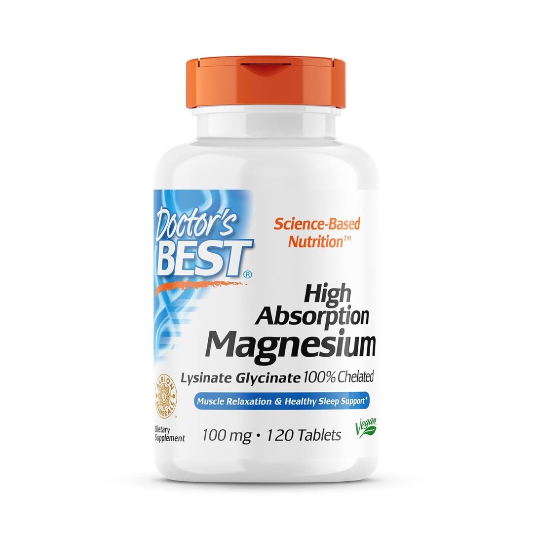 Doctor's Best High Absorption Magnesium Lysinate Glycinate 100mg Tablets