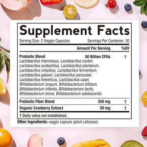 Doctor’s Recipes Women’s Probiotic, 60 Caps, 50 Billion CFU, 16 Strains, Organic Cranberry, Digestive & Immune Health, Soy-Free & Gluten-Free