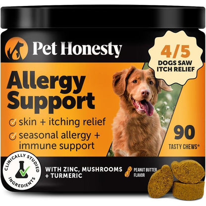 Dog Allergy Itch Relief Supplement, 90 Ct, Probiotics + Natural Anti-Itch Formula, Peanut Butter Flavor