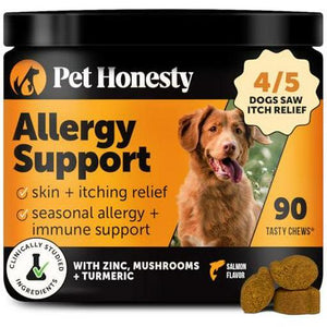 Dog Itch and Allergy Relief Supplement with Probiotics and Salmon Flavor 90 Ct