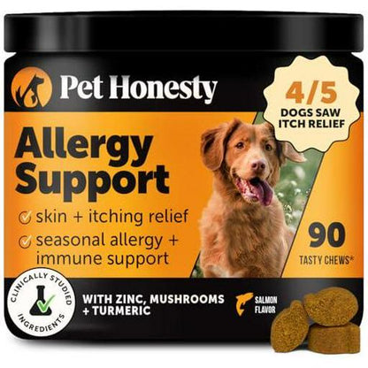 Dog Itch and Allergy Relief Supplement with Probiotics and Salmon Flavor 90 Ct