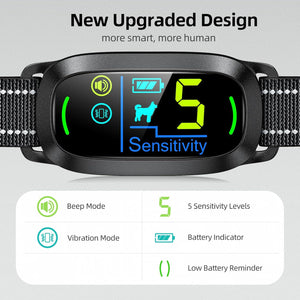 Rechargeable Dog Bark Collar, 5 Sensitivity Levels, Beep & Vibration, Anti-Bark for Small Medium Large Dogs