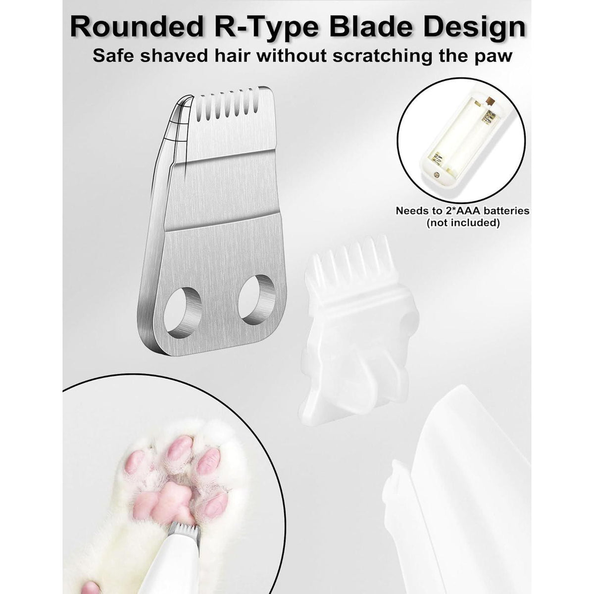 Dog Grooming Clippers, Dog Paw Trimmer With Detachable Ceramic Blade For Trimming Small Areas Of Pet's Hair, Low Noise Paw Grooming Shaver For Cat's Eyes Face Ears Paws (White),