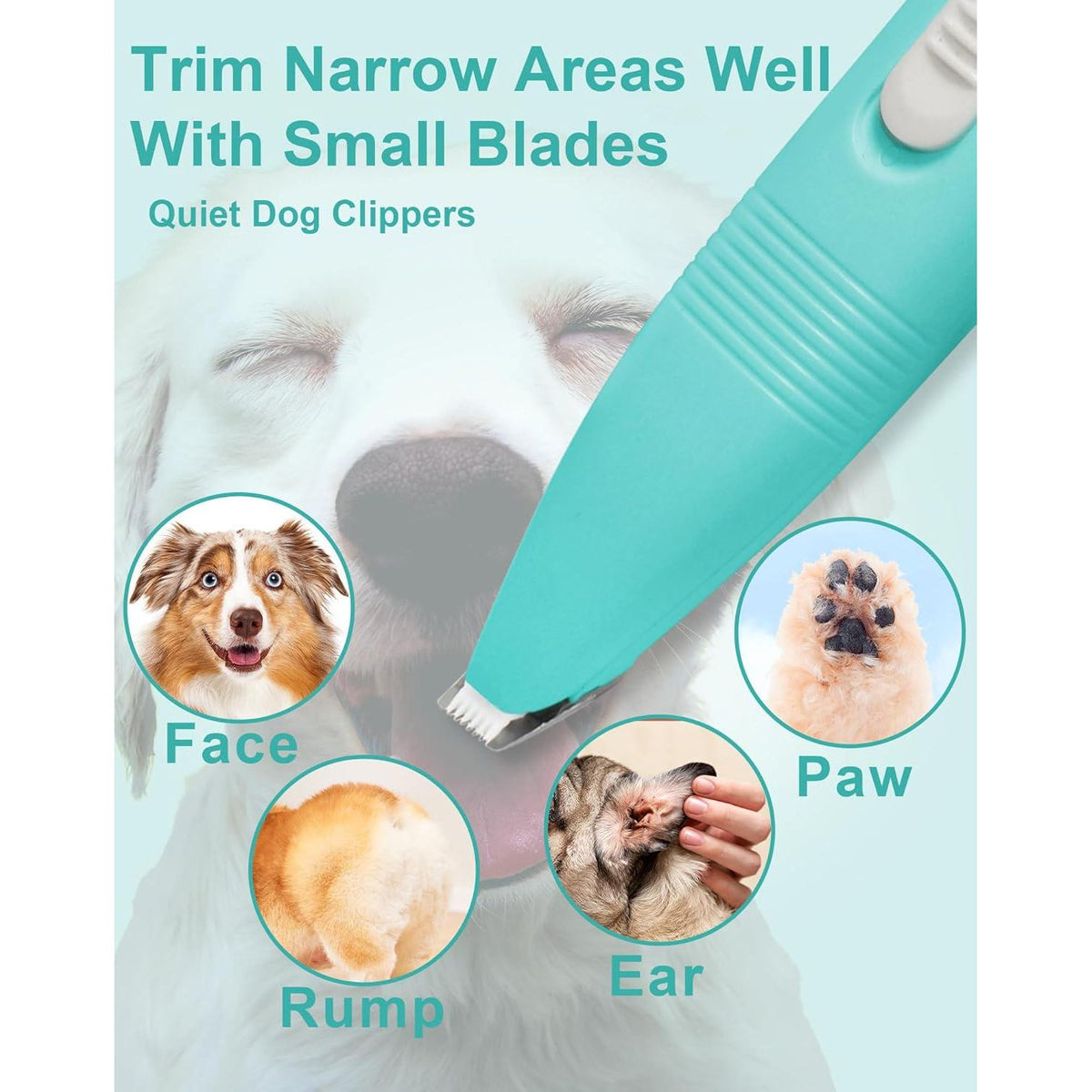 Dog Grooming Clippers, Dog Paw Trimmer With Detachable Ceramic Blade For Trimming Small Areas Of Pet's Hair, Low Noise Paw Grooming Shaver For Cat's Eyes Face Ears Paws (Blue),