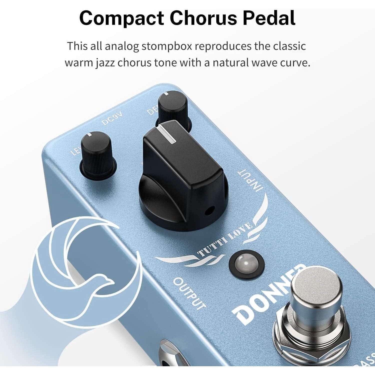 Donner Chorus Pedal, Tutti Love Analog Chorus Effect Classic Warm Chorus For Electric Guitar True Bypass,