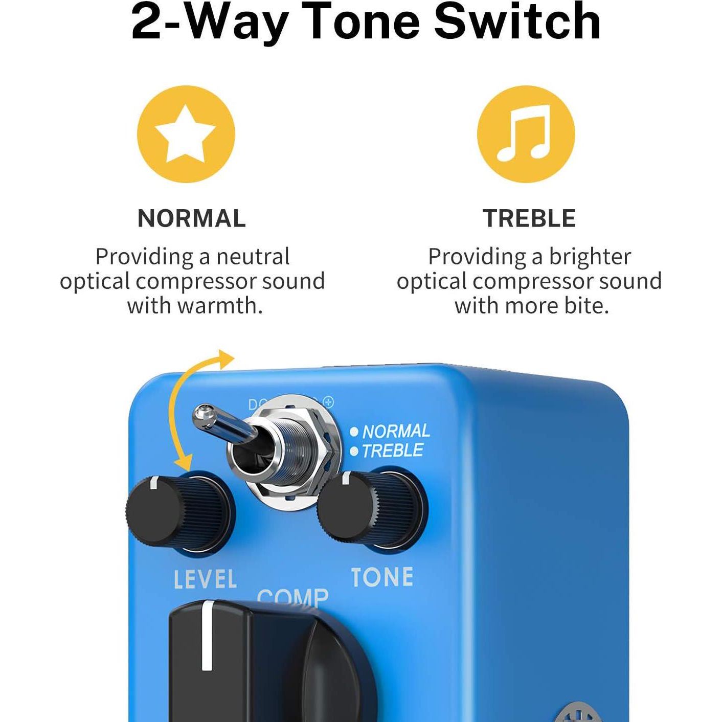 Donner Compressor Pedal, Ultimate Comp 2 Modes Compression Effect Pedal Pure Analog For Electric Guitar And Bass True Bypass,