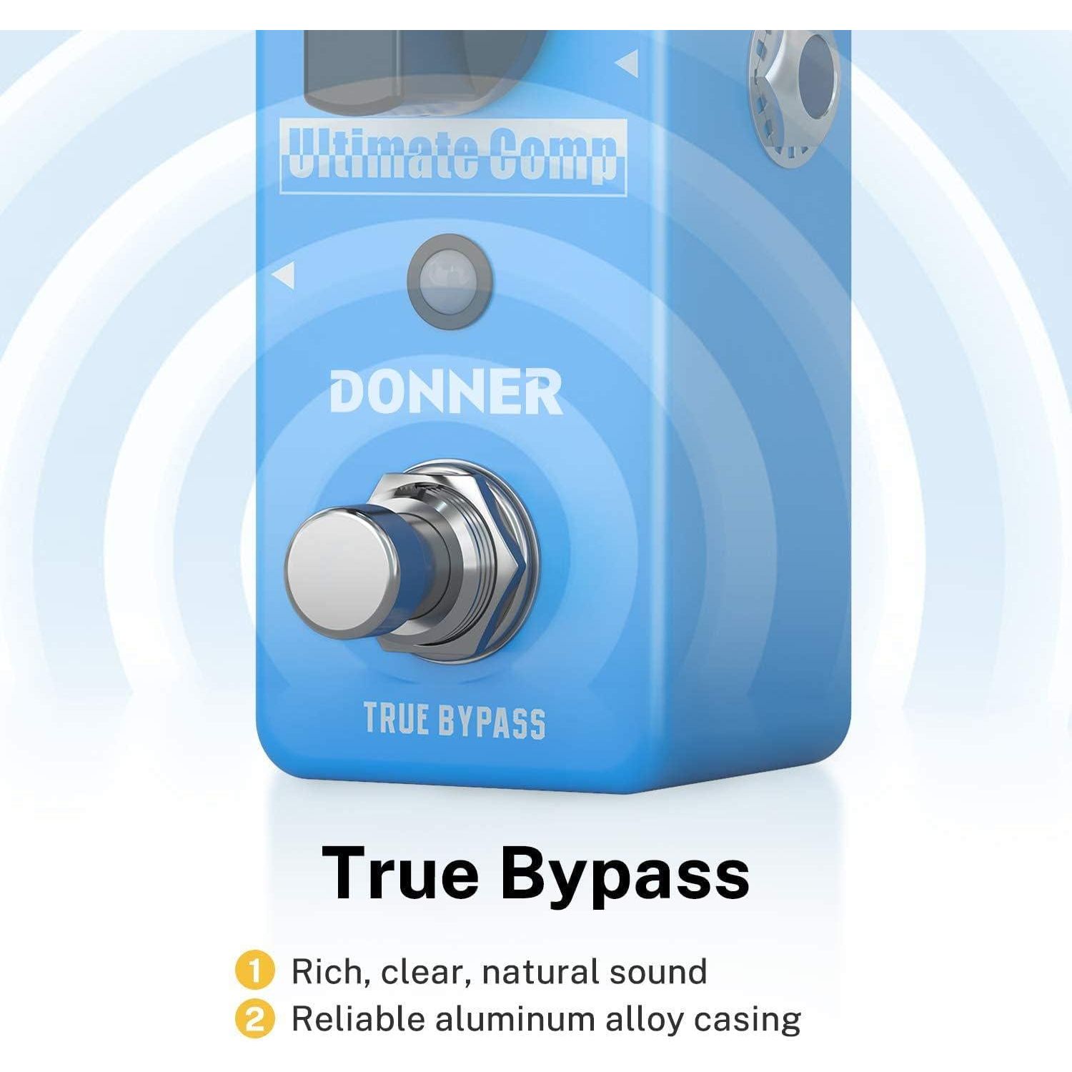 Donner Compressor Pedal, Ultimate Comp 2 Modes Compression Effect Pedal Pure Analog For Electric Guitar And Bass True Bypass,