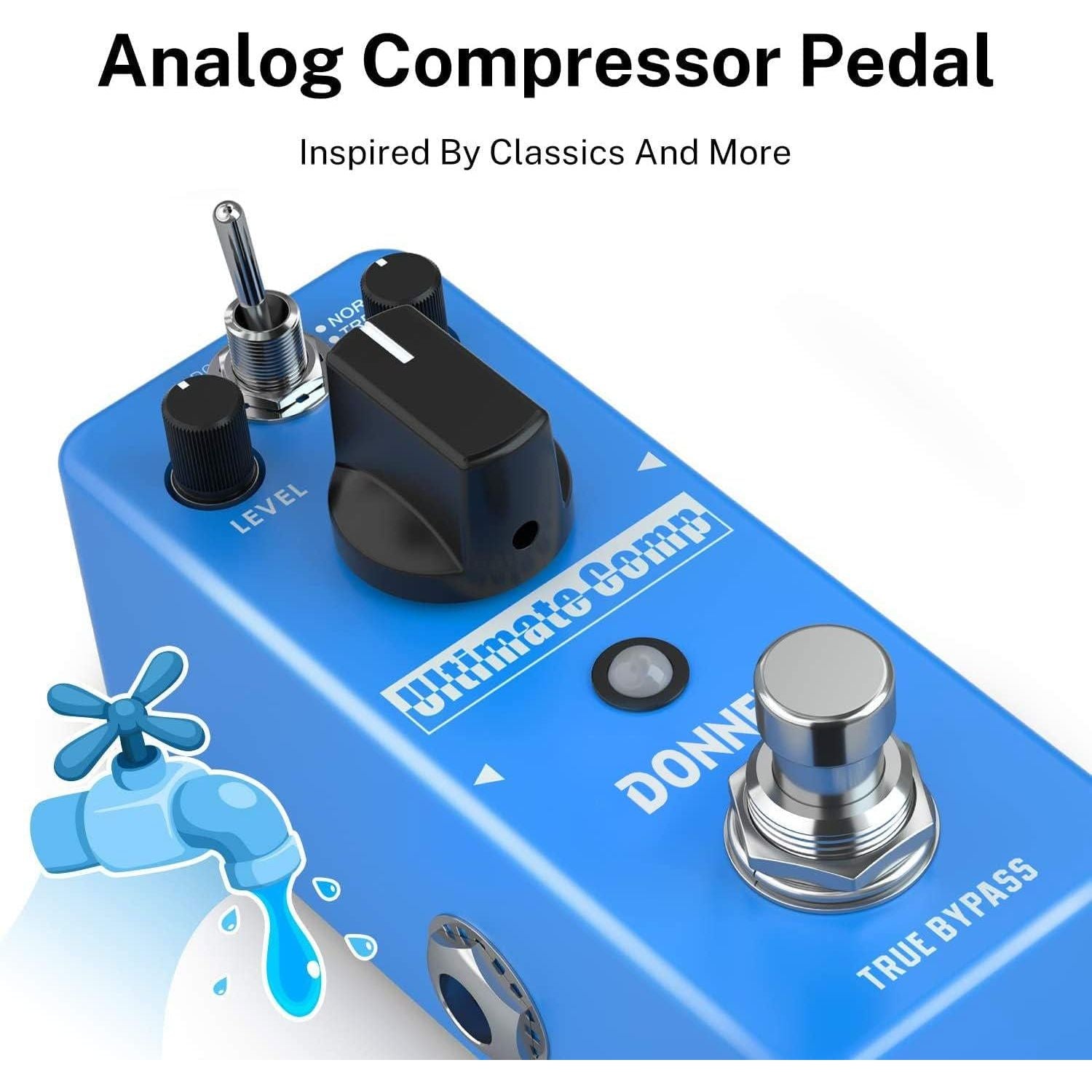 Donner Compressor Pedal, Ultimate Comp 2 Modes Compression Effect Pedal Pure Analog For Electric Guitar And Bass True Bypass,