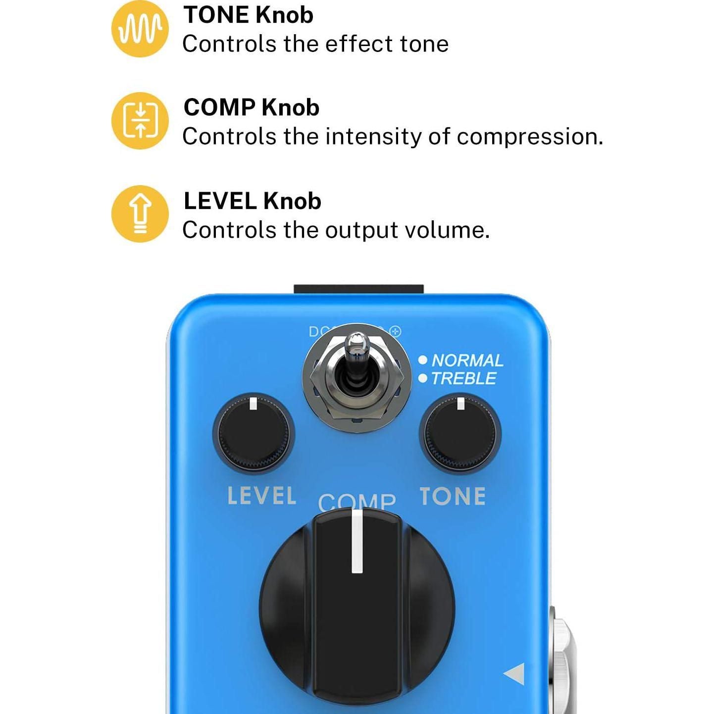 Donner Compressor Pedal, Ultimate Comp 2 Modes Compression Effect Pedal Pure Analog For Electric Guitar And Bass True Bypass,