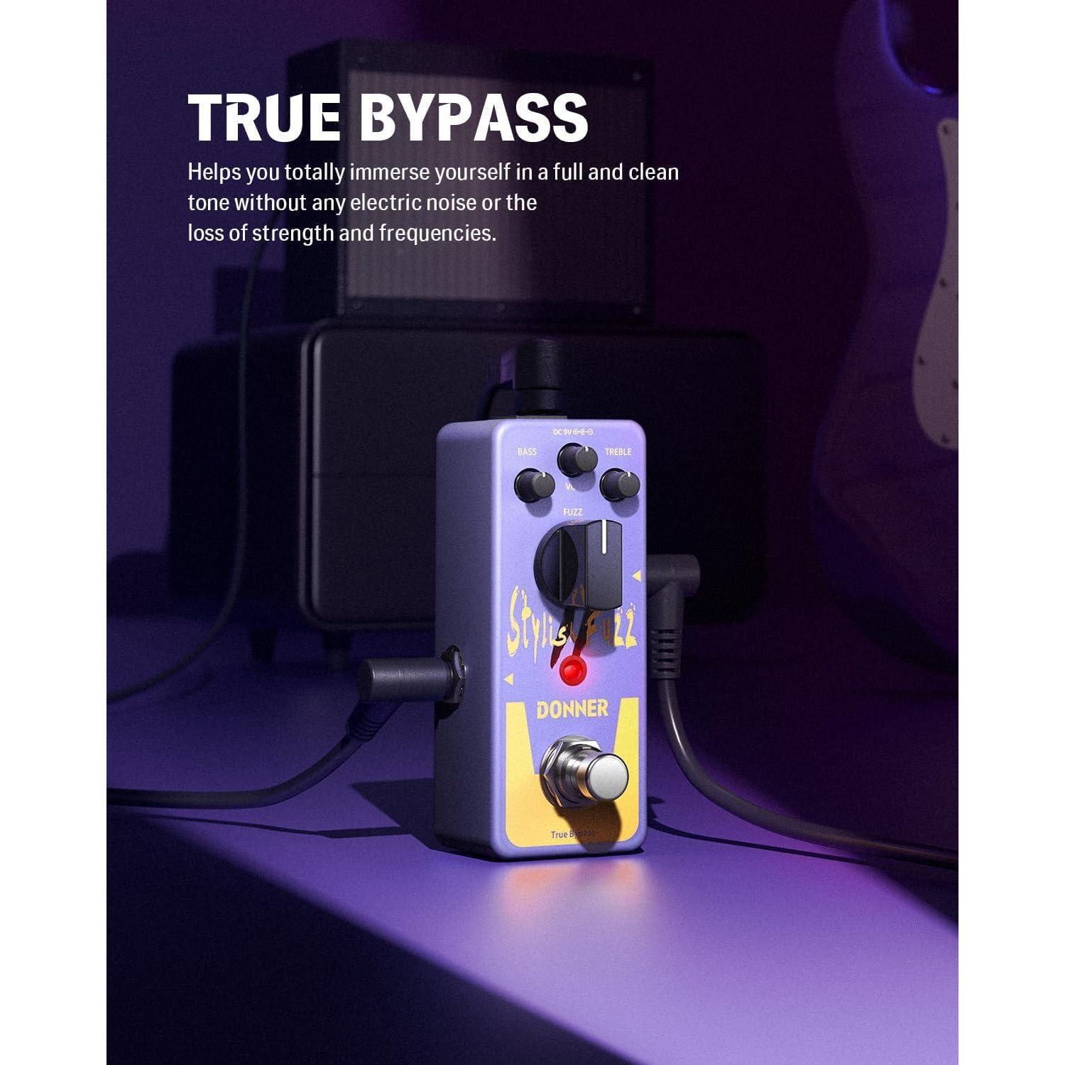 Donner Fuzz Pedal, Stylish Fuzz Guitar Pedal, Classic Mini Fuzz Pedal For Electric Guitar True Bypass,
