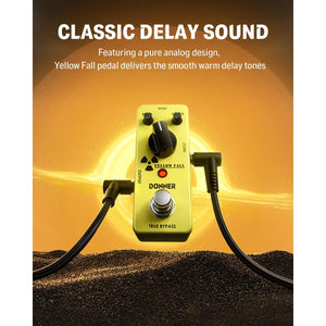 Donner Guitar Delay Pedal For Pedal Boards, Electric Guitar, Yellow Fall Analog Delay Mini Guitar Effect Pedal Vintage Delay, True Bypass,