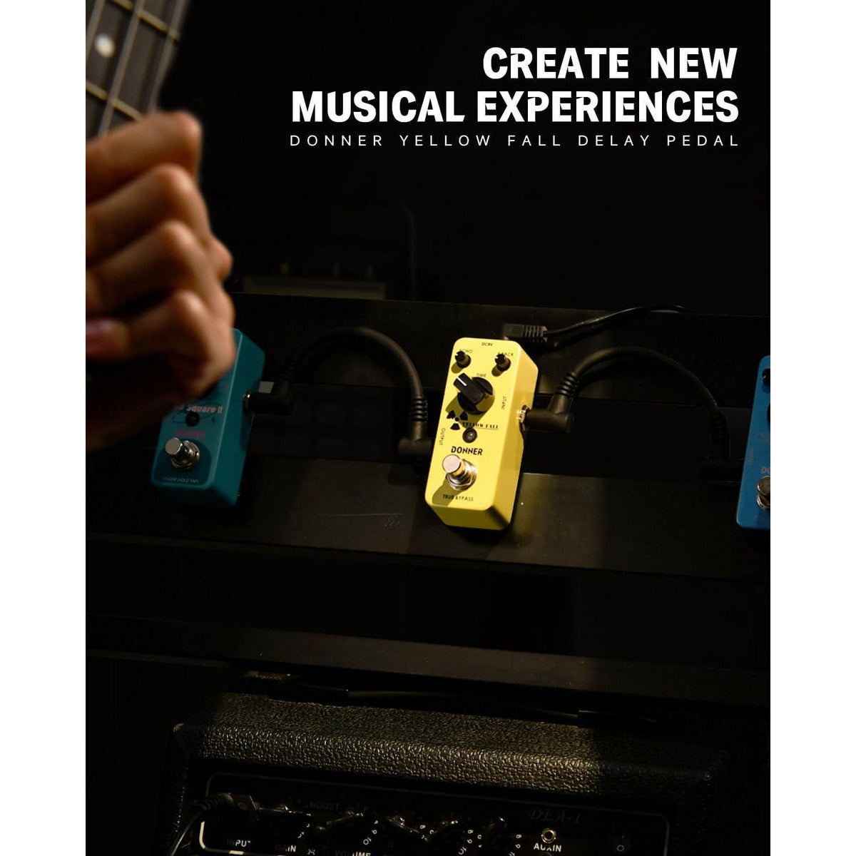 Donner Guitar Delay Pedal For Pedal Boards, Electric Guitar, Yellow Fall Analog Delay Mini Guitar Effect Pedal Vintage Delay, True Bypass,