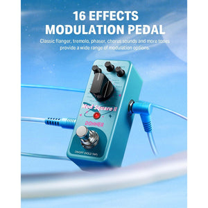 Donner Modulation Pedal - Mod Square For Electric Guitar Pedal Boards, 16 Effects Chorus Phaser Tremolo Flanger Rotary Vibrato Wah Lo-fi Detune 16 Modulation Modes, True Bypass,