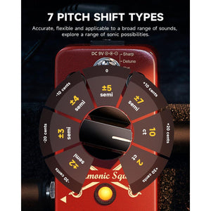 Donner Octave Guitar Pedal, Harmonic Square Digital Octave Mini Pedal Pitch Shifter 7 Shift Types 3 Tone Modes Sharp Detune Flat True Bypass,
