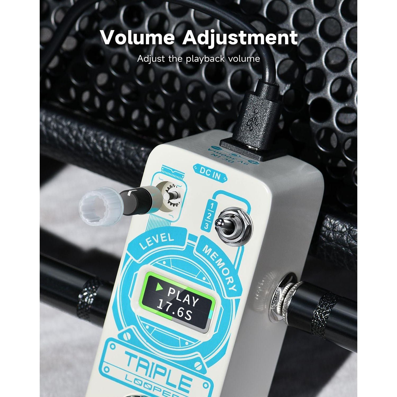 Donner Triple Looper Guitar Pedal, 90 Mins Looping Time Loop Pedal With Screen, 3 Loops Looper Pedal With Unlimited Overdubs Undo/Redo,