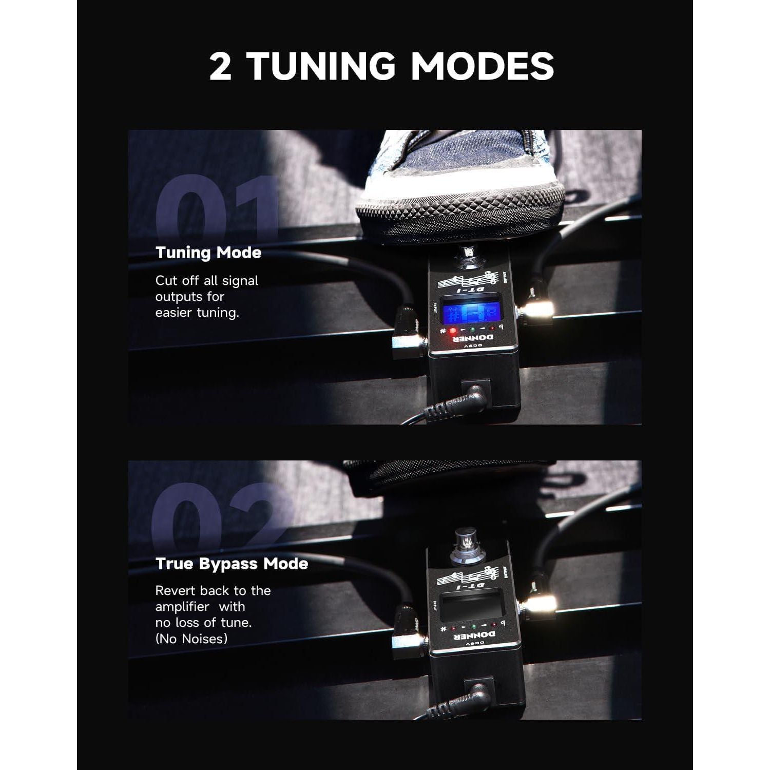 Donner Tuner Pedal, Dt-1 Chromatic Guitar Tuner Pedal With Pitch Indicator For Electric Guitar And Bass True Bypass,