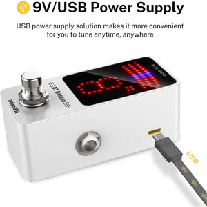 Donner Tuner Pedal, DT Deluxe Chromatic Guitar Tuner Pedal For Electric Guitar And Bass ± 1 Cent USB Or 9V Power Supply True Bypass,