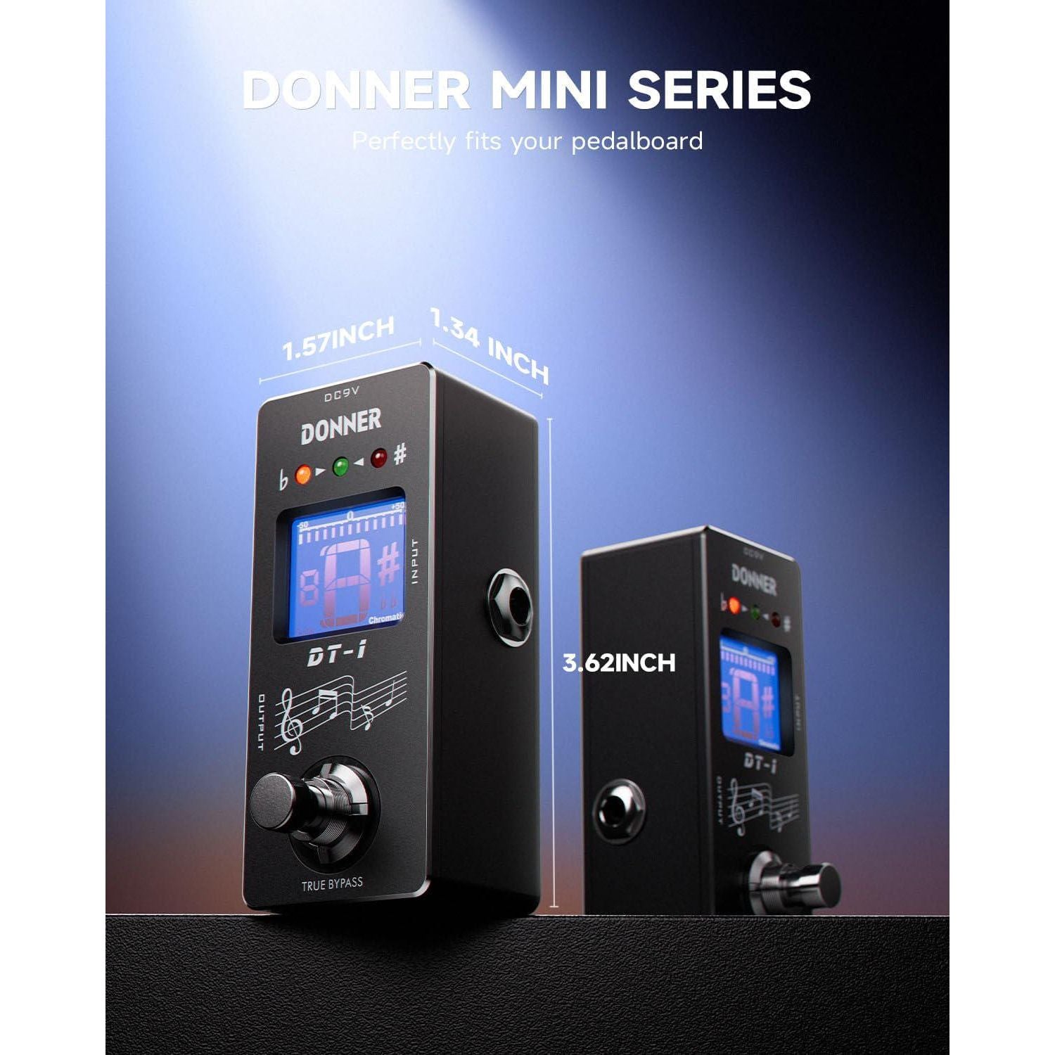 Donner Tuner Pedal, Dt-1 Chromatic Guitar Tuner Pedal With Pitch Indicator For Electric Guitar And Bass True Bypass,