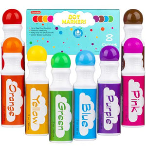 Dot Markers for Kids, 8 Color Washable Bingo Daubers, Art & Craft Kit, Preschool Painting Learning Supplies