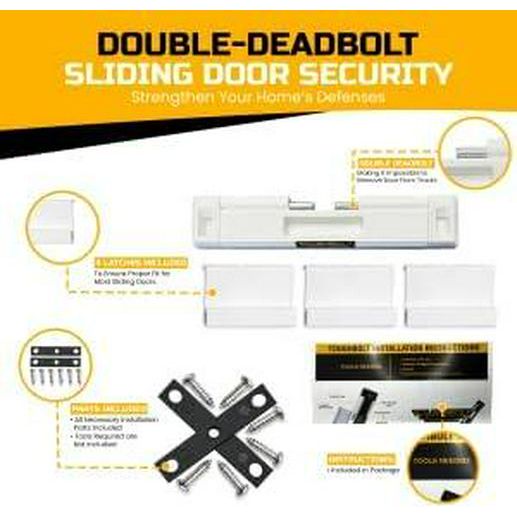 Double Deadbolt Sliding Patio Door, Child Safety, Home Security Lock With 3-Receiver Latches Included - Installation Required,198715252118
