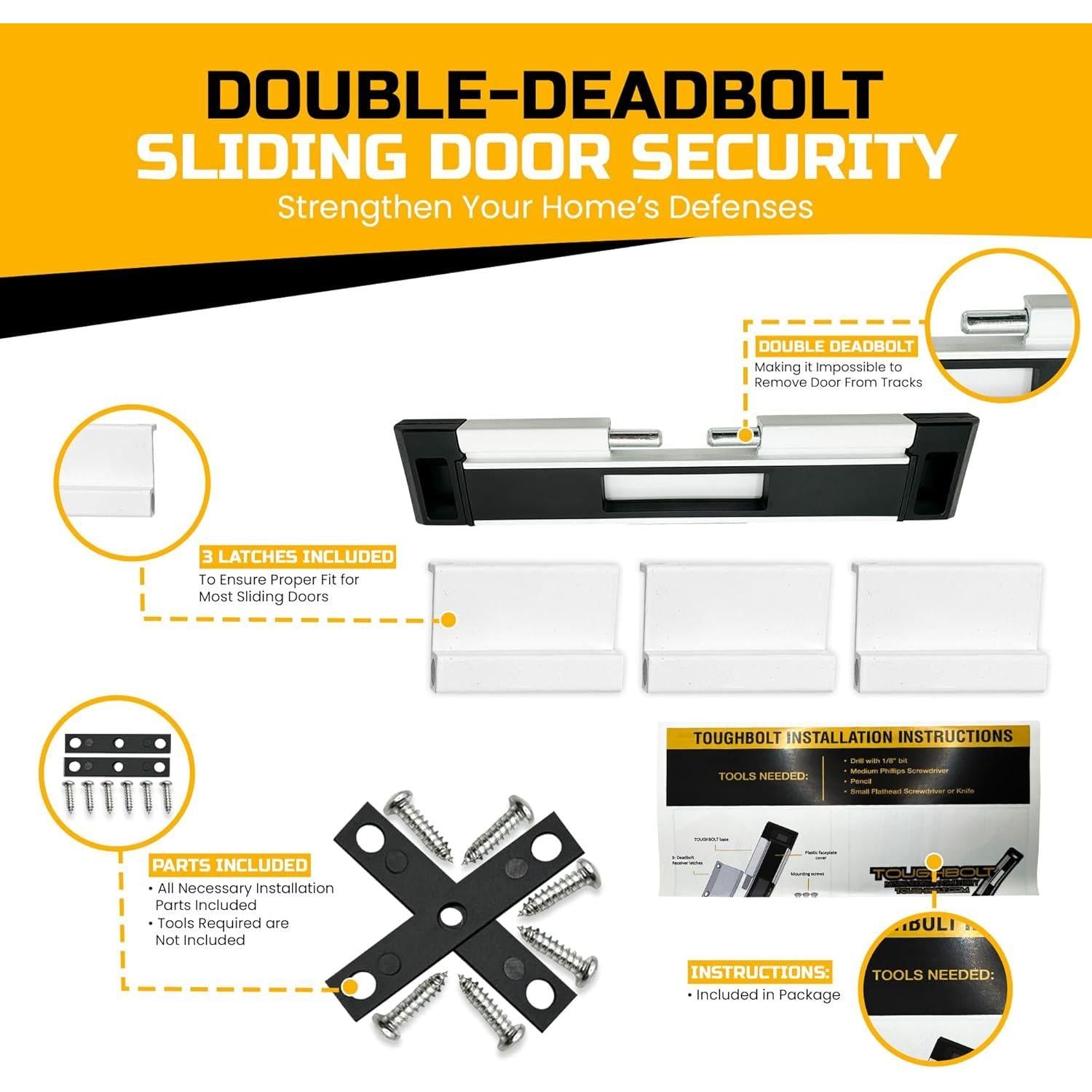 Double Deadbolt Sliding Patio Door, Child Safety, Home Security Lock. 2023/24 Model With 3-receiver Latches Included - Installation Required,195893713103