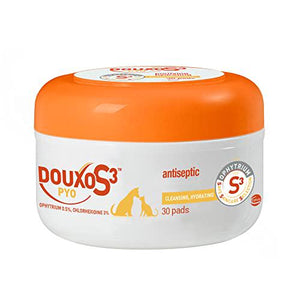 Douxo S3 Pyo Pads 30 Count Contains 3 Percent Chlorhexidine Antiseptic Skin Pads for Bacterial or Yeast Infection Relief