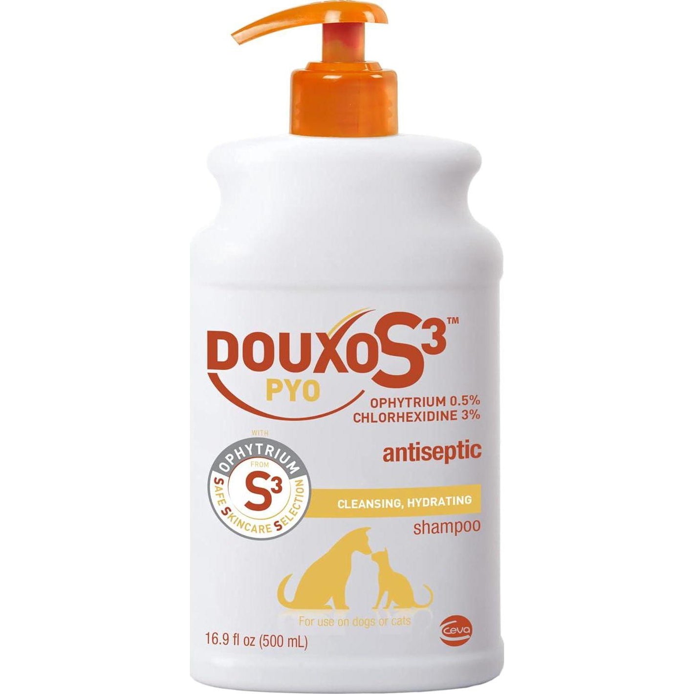Douxo S3 PYO Antiseptic Shampoo 500 ml for Dogs and Cats with Chlorhexidine and Ophytrium Hydrates and Cleans