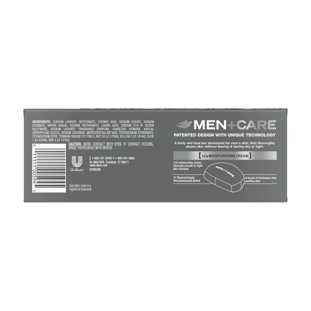 Dove Men +Care Charcoal + Clay Exfoliating 3-In-1 Bar Soap (Pack Of 6) 106g Each,011111005945,