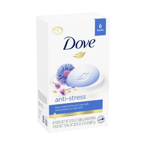 Dove Beauty Bar Anti-Stress Blue Chamomile & Oat Milk Soap (Pack Of 6) 106g Each