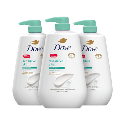 Dove Dove Body Wash 3 Count With Pump Sensitive Skin Hypoallergenic, Paraben-Free, Sulfate-Free, Cruelty-Free, Moisturizing Skin Cleanser Effectively Washes Away Bacteria While Nourishing Skin 30.6 Oz