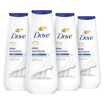 Dove Dove Body Wash With Natural Nourishers For Instantly Soft Skin And Lasting Nourishment Deep Moisture Cleanser That Effectively Washes Away Bacteria While Nourishing Your Skin 20 Oz (Pack Of 4)