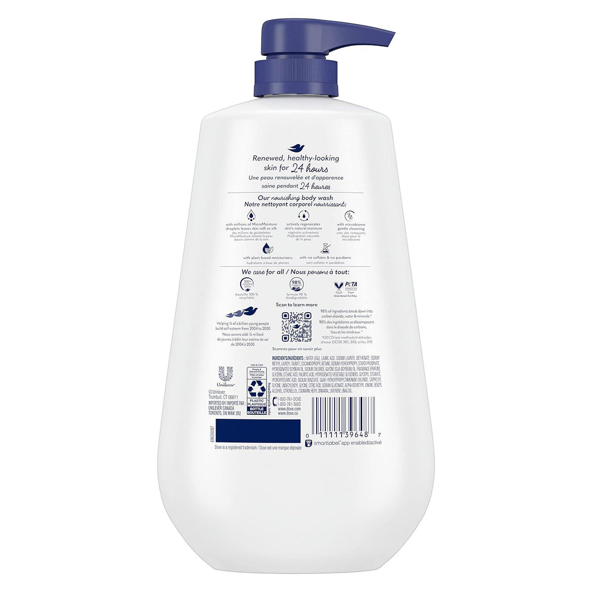 Dove Dove Body Wash With Pump 3 Count Deep Moisture For 24hr Lotion-Soft Skin Moisture Moisturizing Skin Cleanser With No Sulfates No Parabens