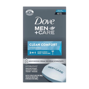 Dove Men +Care Clean Comfort Hydrating 3-In-1 Bar Soap (Pack Of 6) 106g Each