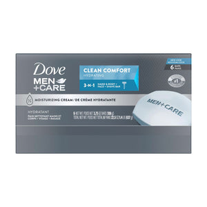 Dove Men +Care Clean Comfort Hydrating 3-In-1 Bar Soap (Pack Of 6) 106g Each