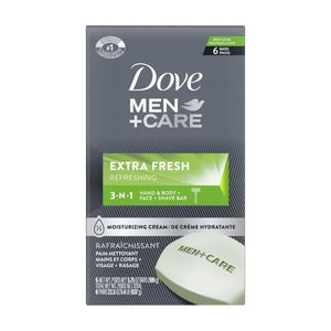 Dove Men +Care Extra Fresh Refreshing 3-In-1 Bar Soap (Pack Of 6) 106g Each