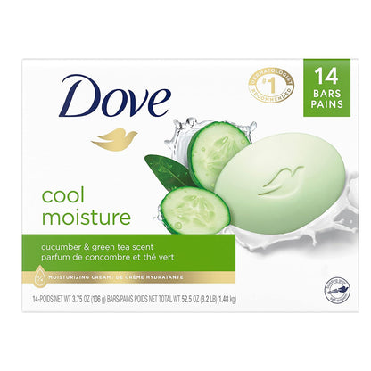 Dove Dove Skin Care Beauty Bar For Softer Skin Cucumber And Green Tea More Moisturizing Than Bar Soap 3.75 Oz, 14 Bars