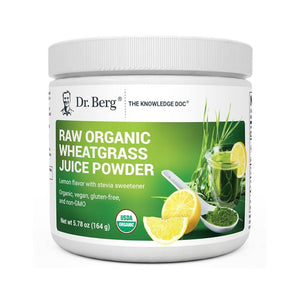 Dr. Berg Raw Organic Wheatgrass Lemon Flavor & Stevia Sweetener Juice Powder 164g