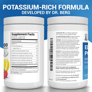 Dr Berg Nutritionals Zero-Sugar Hydration Keto Electrolyte Powder, 1000mg Potassium, Real Pink Himalayan Salt, Raspberry & Lemon Flavor, 100 Servings