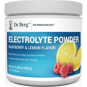 Dr Berg Nutritionals Zero-Sugar Hydration Keto Electrolyte Powder, 1000mg Potassium, Real Pink Himalayan Salt, Raspberry & Lemon Flavor, 50 Servings