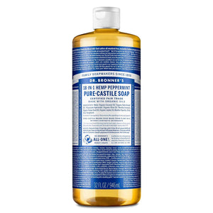Dr. Bronner's Dr. Bronner's Pure-Castile Liquid Soap- Made With Regenerative Organic Certified Oils- 18-in-1 Uses For Face, Body, Hand, Hair, Laundry And More- Vegan, Non-GMO- Body Wash- Peppermint,32oz