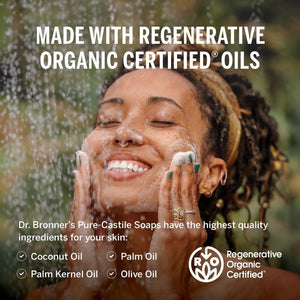 Dr. Bronner's Dr. Bronner's Pure-Castile Liquid Soap- Made With Regenerative Organic Certified Oils- 18-in-1 Uses For Face, Body, Hand, Hair, Laundry And More- Vegan, Non-GMO- Body Wash- Peppermint,32oz