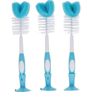 Dr. Brown's Baby Bottle Cleaning Brush With Sponge And Scrubber - Blue - 3-Pack,