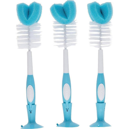 Dr. Brown's Baby Bottle Cleaning Brush With Sponge And Scrubber - Blue - 3-Pack,