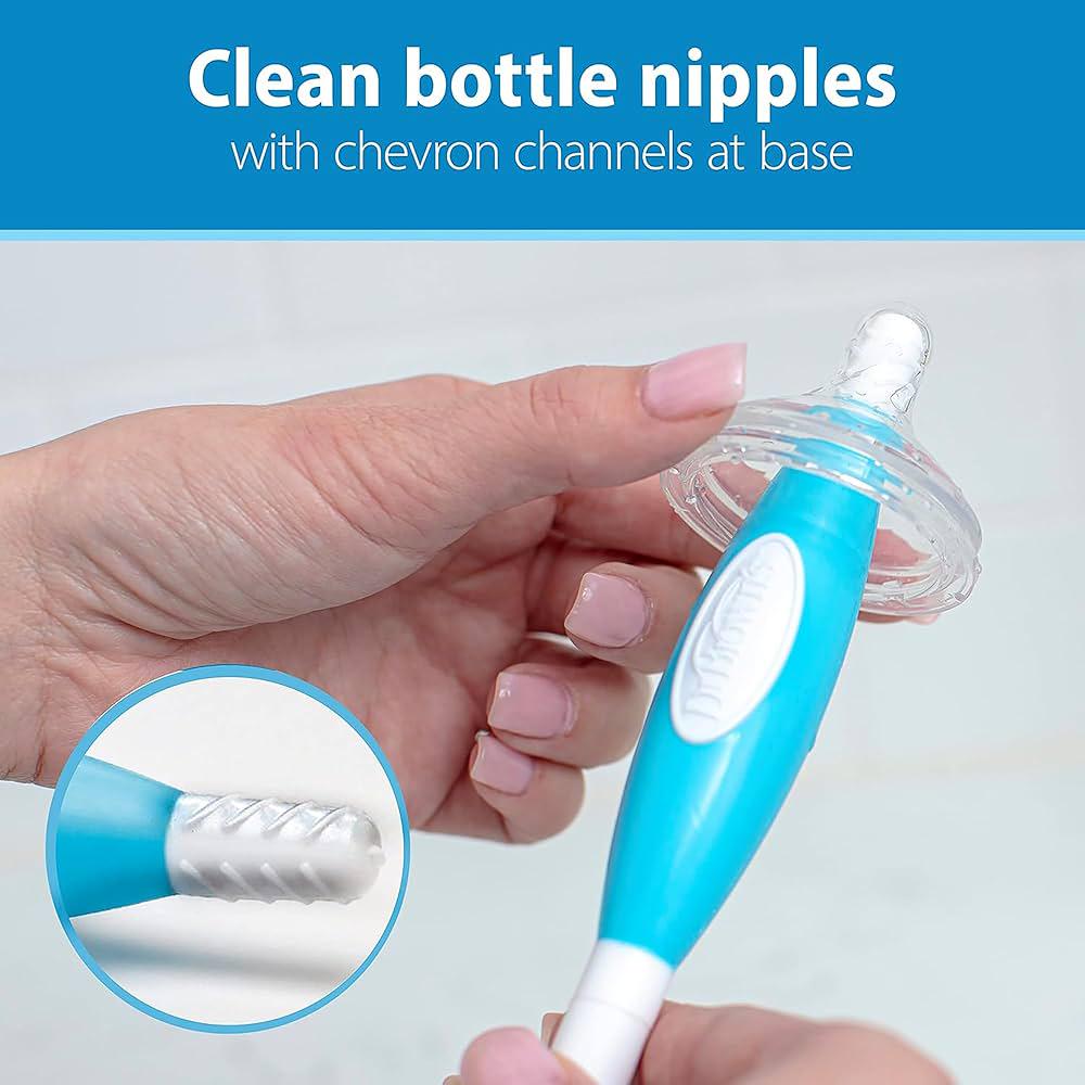 Dr. Brown's Baby Bottle Cleaning Brush With Sponge And Scrubber - Blue - 3-Pack,