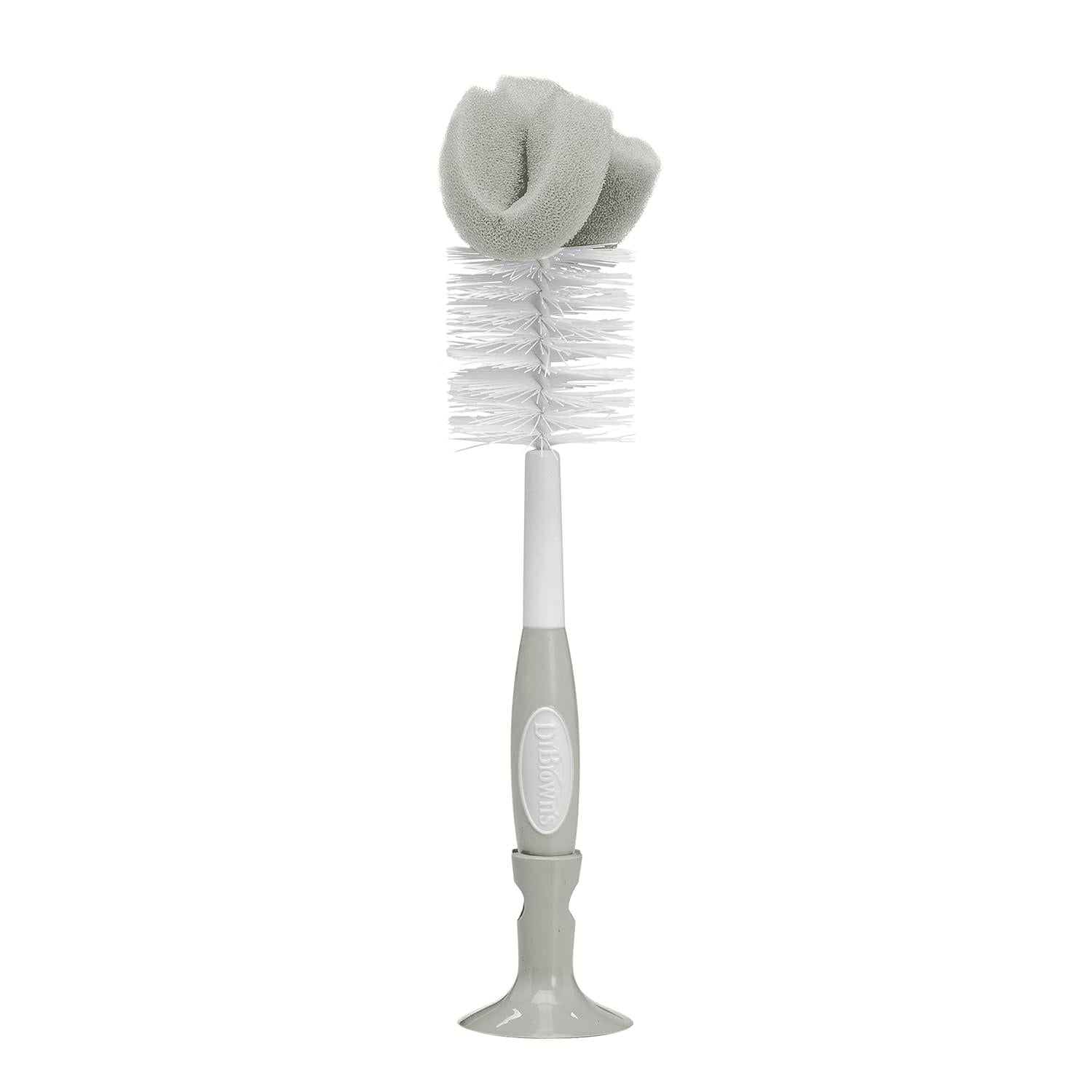 Dr. Brown's Baby Bottle Cleaning Brush With Sponge, Scrubber And Nipple Cleaner, Grey 1 Pack,072239326503