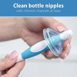 Dr. Brown's Baby Bottle Cleaning Brush With Sponge And Scrubber - Blue - 3-Pack,