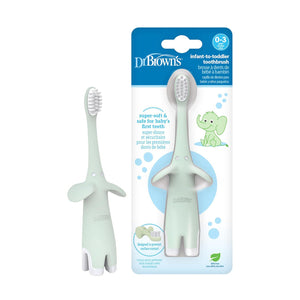 Dr Brown’s Infant-to-Toddler Toothbrush, Soft & Safe Baby Training Brush, Elephant Mint, 0-3 Years (Styles May Vary)